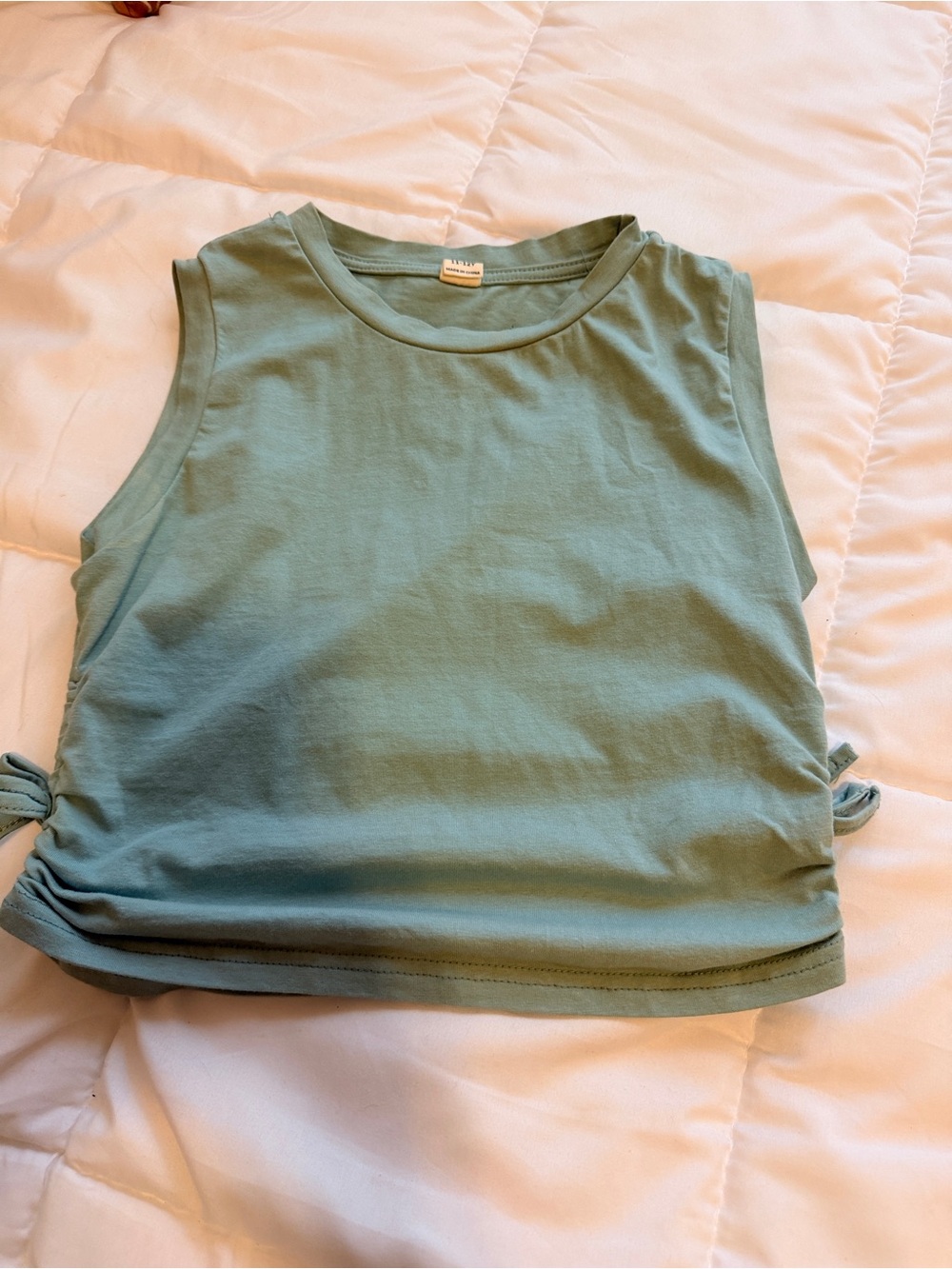 Kids Sleeveless Side-Tie Tank Top - Sage Green size 11-12 Youth